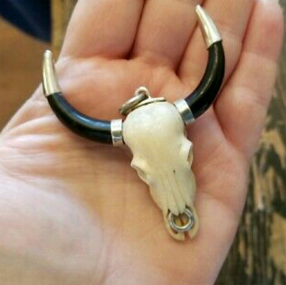 Steer Skull Sterling Pendant